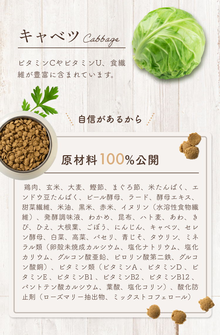 キャベツ、自信があるから原材料100%公開！│ねこひかり