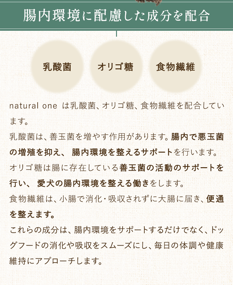 腸内環境に配慮した成分を配合