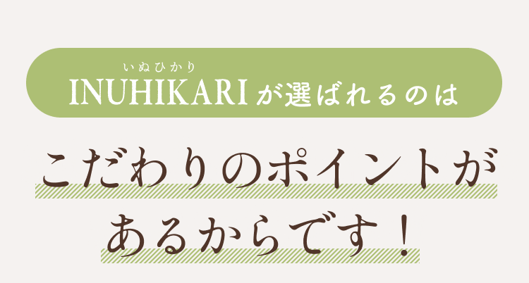 INUHIKARI（いぬひかり）が選ばれるのはこだわりのポイントがあるからです！