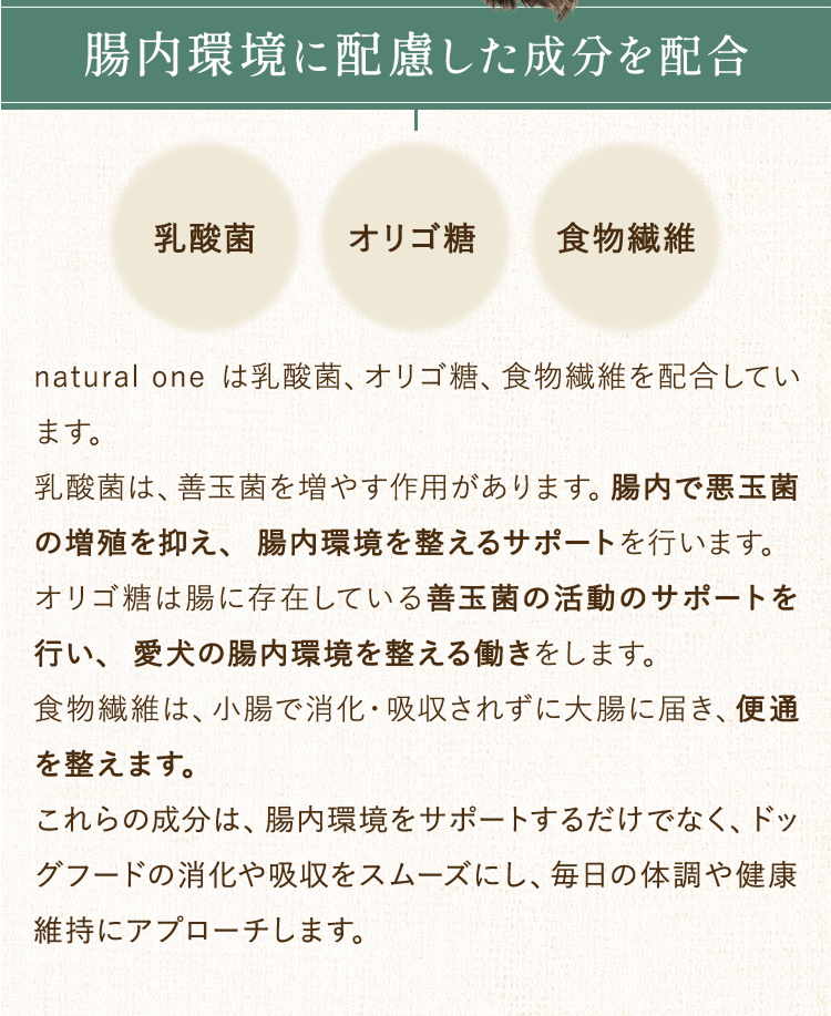 腸内環境に配慮した成分を配合